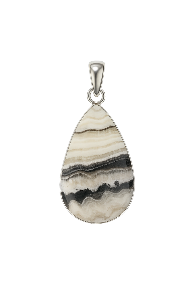 Zebra Calcite Pendant Sterling Silver