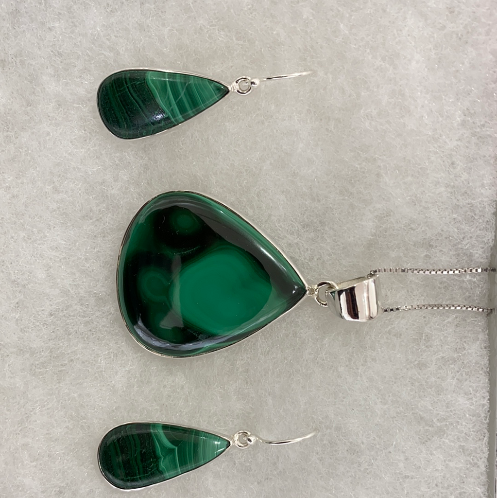 Sterling Silver Malachite Set