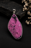 Cobalto Calcite With Malachite Pendant Sterling Silver