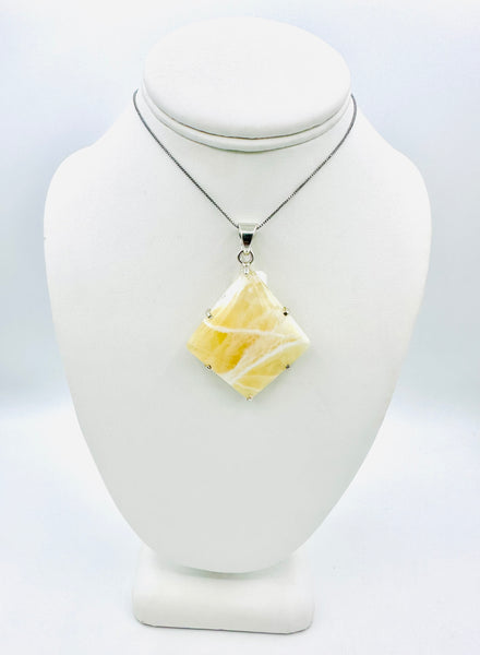 Sterling Silver Yellow Calcite Pendant