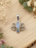 Sterling Silver Moonstone Pendant With Blue Topaz