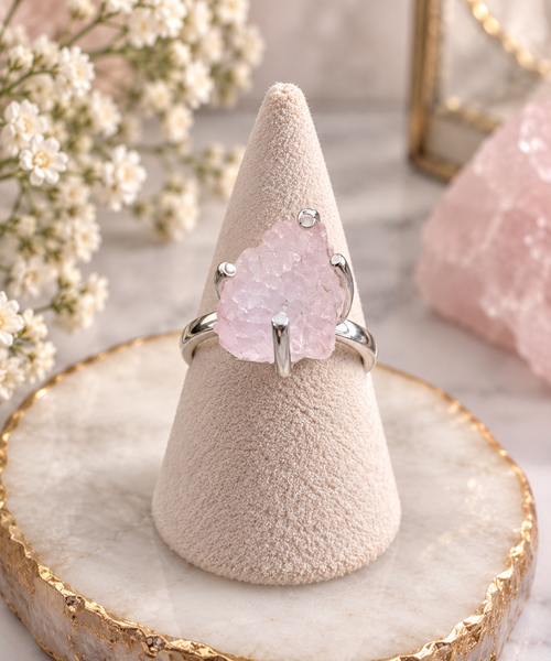 Morganite Sterling Silver Ring Size 8