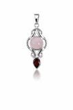 Rose Quartz And Garnet Pendant Sterling Silver