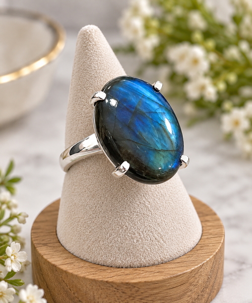 Labradorite Sterling Silver Ring Size 8