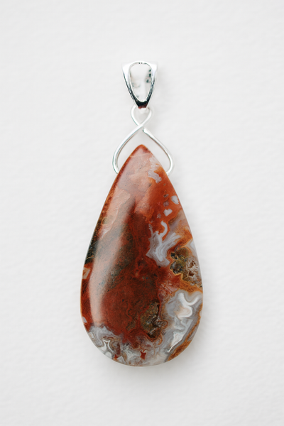 Crazy Lace Agate Pendant Sterling Silver