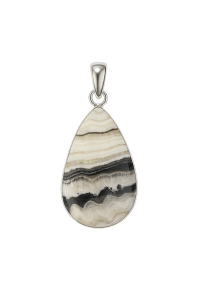 Zebra Calcite Pendant Sterling Silver