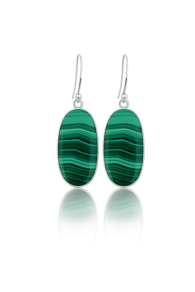 Malachite Earrings Sterling Silver