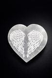 Heart Shape Angel Wing Carving Selenite