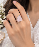 Morganite Sterling Silver Ring Size 8