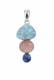 Aquamarine,Rose Quartz And Tanzanite Celestial Pendant Sterling Silver