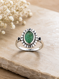 Emerald Ring Sterling Silver Size 7