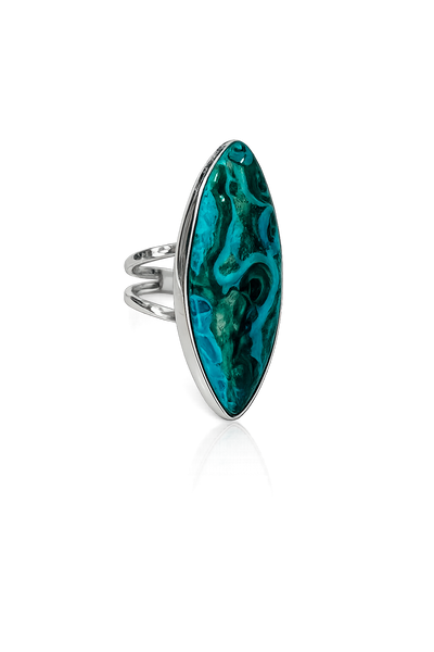 Chrysocolla Malachite Ring Size 7 Sterling Silver