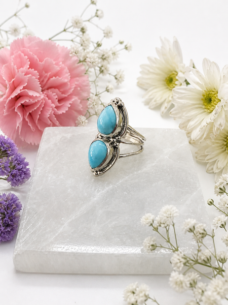 Sterling Silver Larimar Ring Size 6