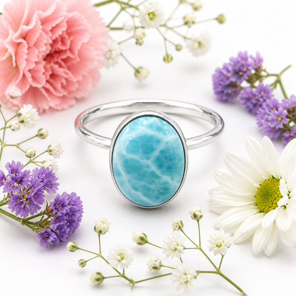 Sterling Silver Larimar Ring Size 7
