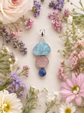 Aquamarine,Rose Quartz And Tanzanite Celestial Pendant Sterling Silver