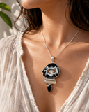 Druzy Agate,Herkimar,Clear Quartz And Black Onyx Pendant Sterling Silver