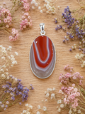 Red Banded Agate Pendant Sterling Silver