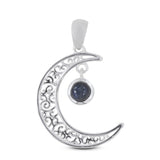 Filigree Finish Spectrolite Pendant Moon Charm