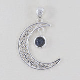 Filigree Finish Spectrolite Pendant Moon Charm