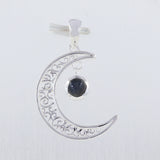 Filigree Finish Spectrolite Pendant Moon Charm