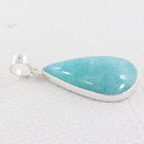 Beautiful Amazonite Plain Pendant 925 Sterling Silver Jewelry