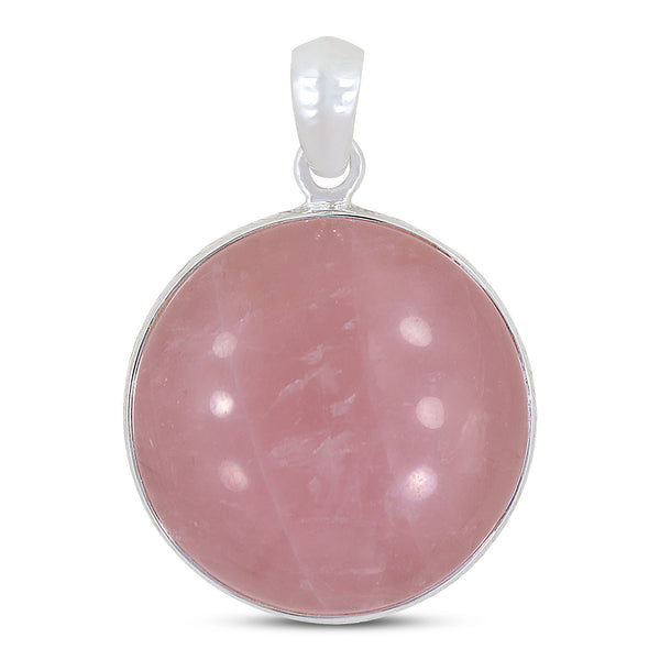 Beautiful Rose Quartz Plain Pendant 925 Sterling Silver Jewelry For Gift