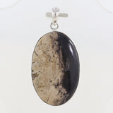 100% Natural Petrified wood Pendant 925 Sterling Silver