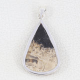 100% Natural Petrified wood Pendant 925 Sterling Silver