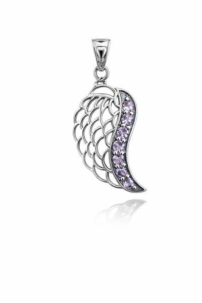 Amethyst Angel Wing Pendant Sterling Silver