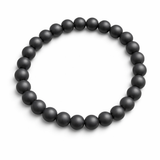 Black Tourmaline Beaded Bracelet 6-8 mm Matte Finish