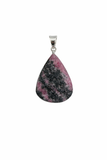 Raw Rhodonite Pendant Sterling Silver