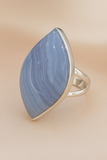 Blue Lace Agate Ring Size-8 Sterling Silver
