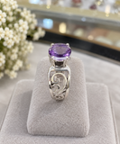 Amethyst Ring Sterling Silver Size 7