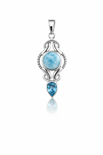 Larimar And Blue Topaz Pendant Sterling Silver