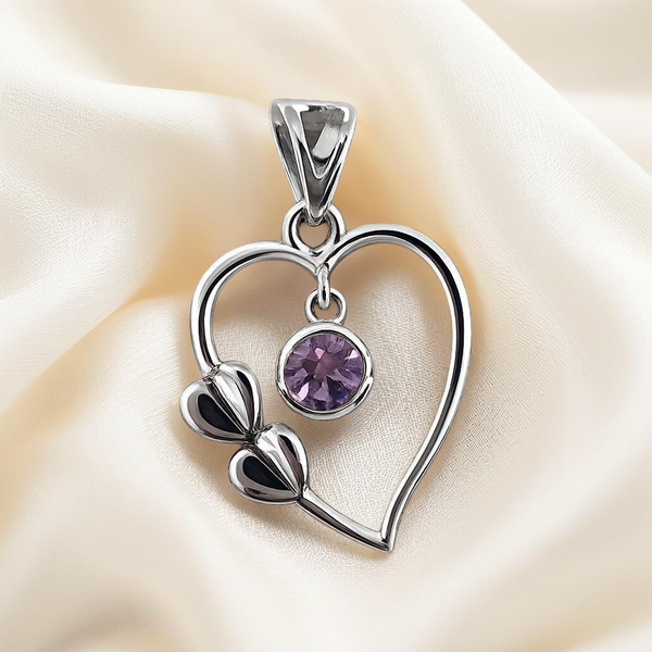 Amethyst Pendant Heart Shape Sterling Silver