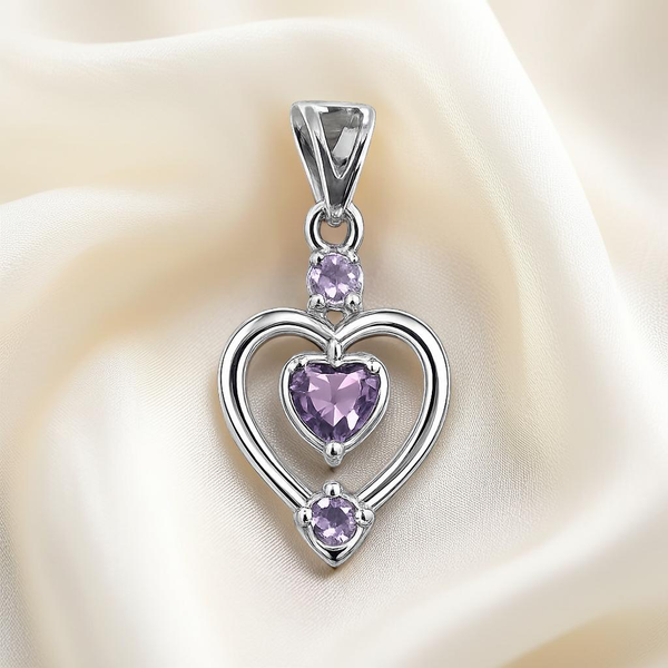 Amethyst Pendant Heart Shape Sterling Silver
