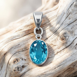 Blue Topaz Pendant Sterling Silver