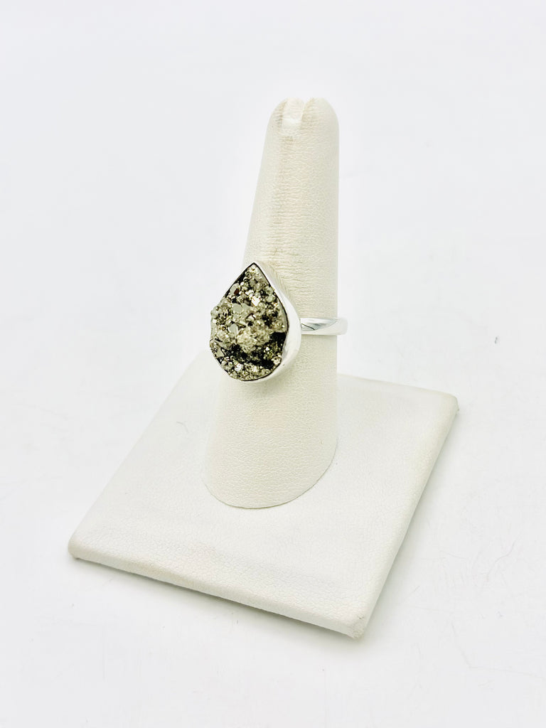 Sterling Silver Pyrite Ring Size 9