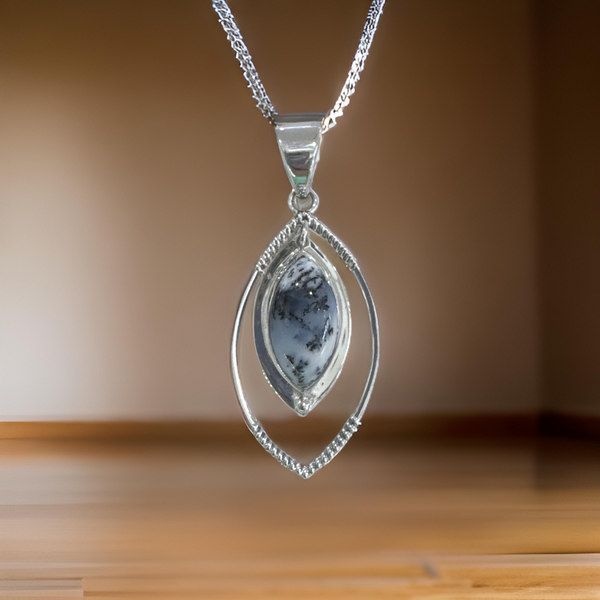 Dendritic Opal Pendant Sterling Silver
