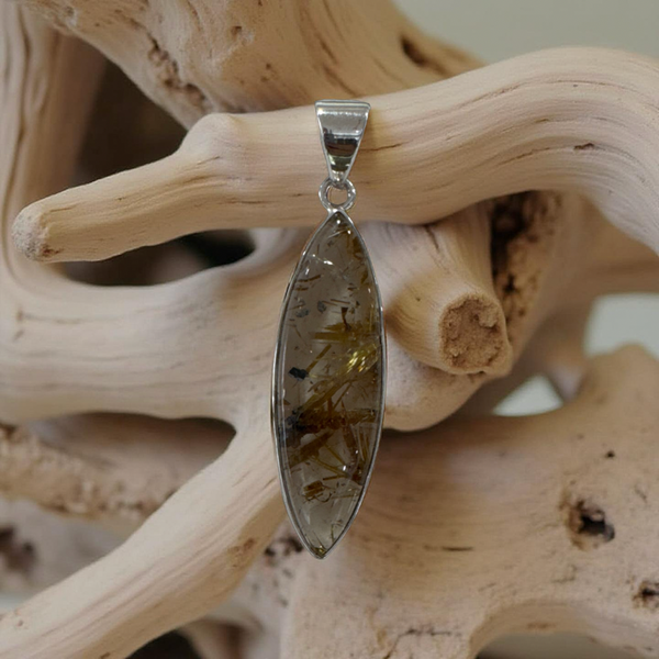 Rutilated Quartz Pendant Sterling Silver