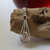 Rose Quartz Pendant With Garnet Sterling Silver