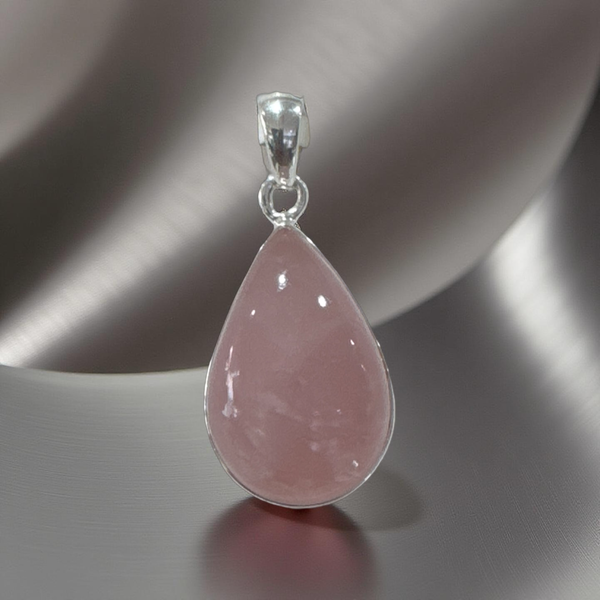 Rose Quartz Pendant Teardrop Sterling Silver