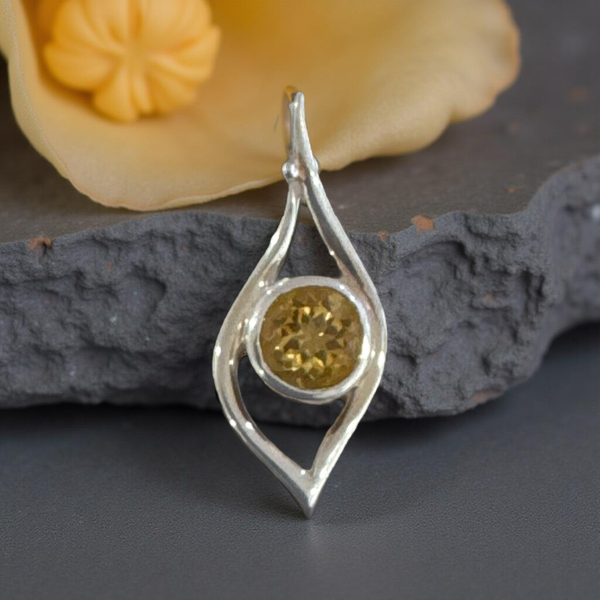 Citrine Pendant Sterling Silver