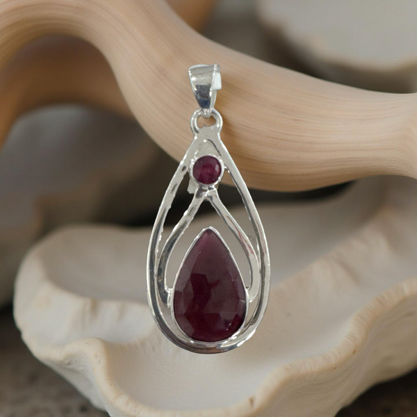Garnet Pendant Sterling Silver