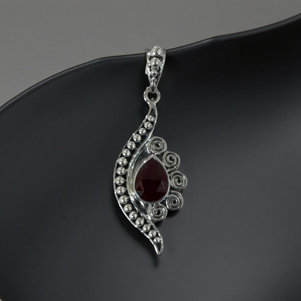 Garnet Pendant Sterling Silver