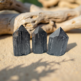 Black Tourmaline Natural Side WithTop Polished Points