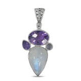 Rainbow Moonstone & Purple Amethyst Fine Pendant