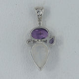 Rainbow Moonstone & Purple Amethyst Fine Pendant