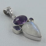 Rainbow Moonstone & Purple Amethyst Fine Pendant