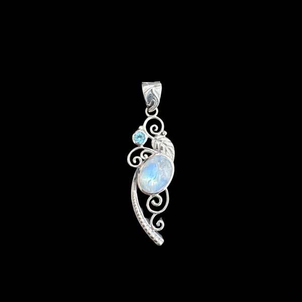 Sterling Silver Moonstone and Blue topaz Pendant